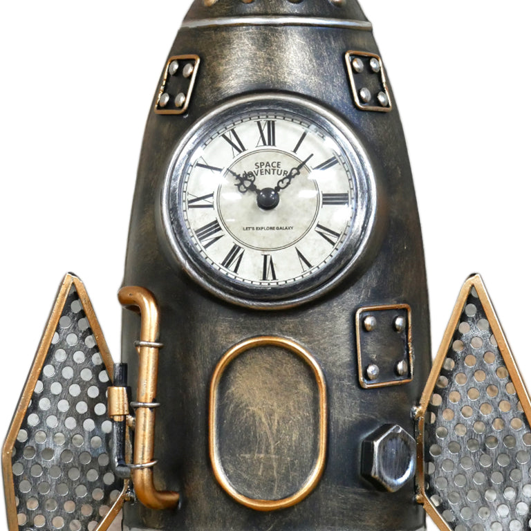 Vintage Metal Rocket Mantel Clock