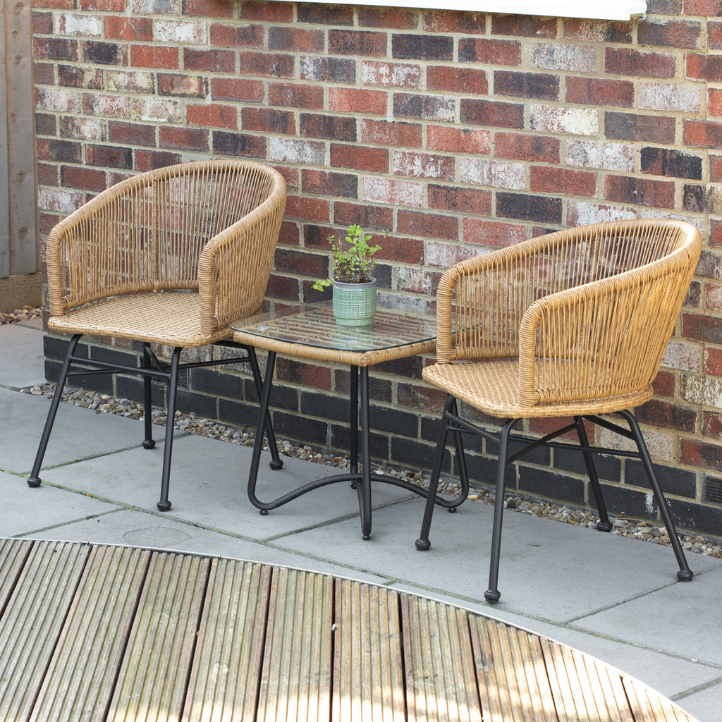 Rattan Table & Two Chairs