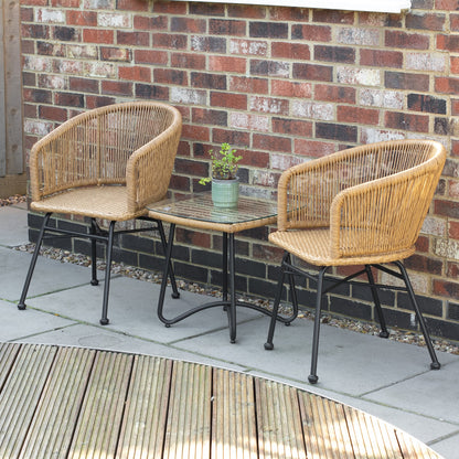 Rattan Table & Two Chairs