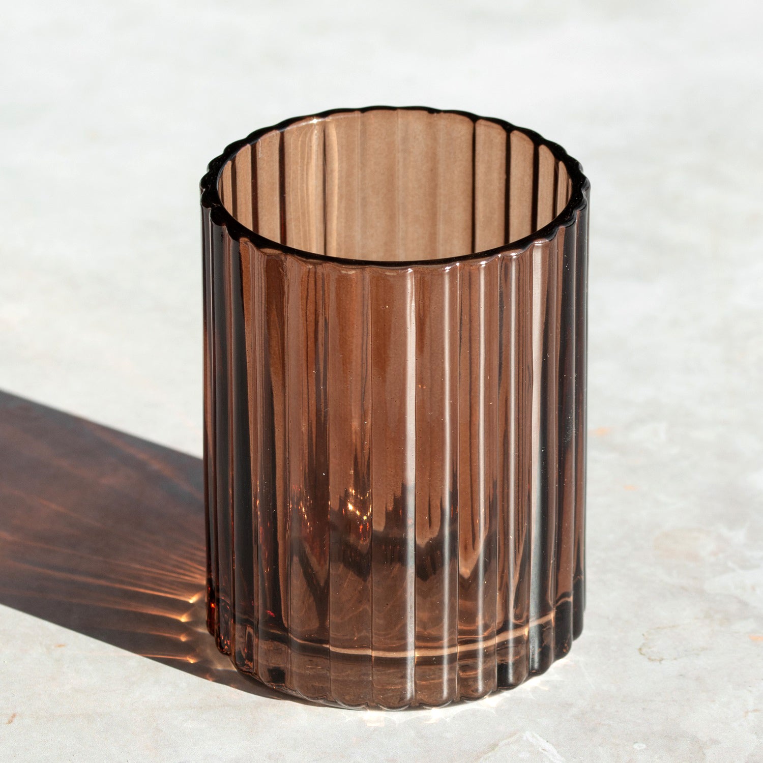 Amber Ribbed Glass Set Of 3 Bathroom Accessories