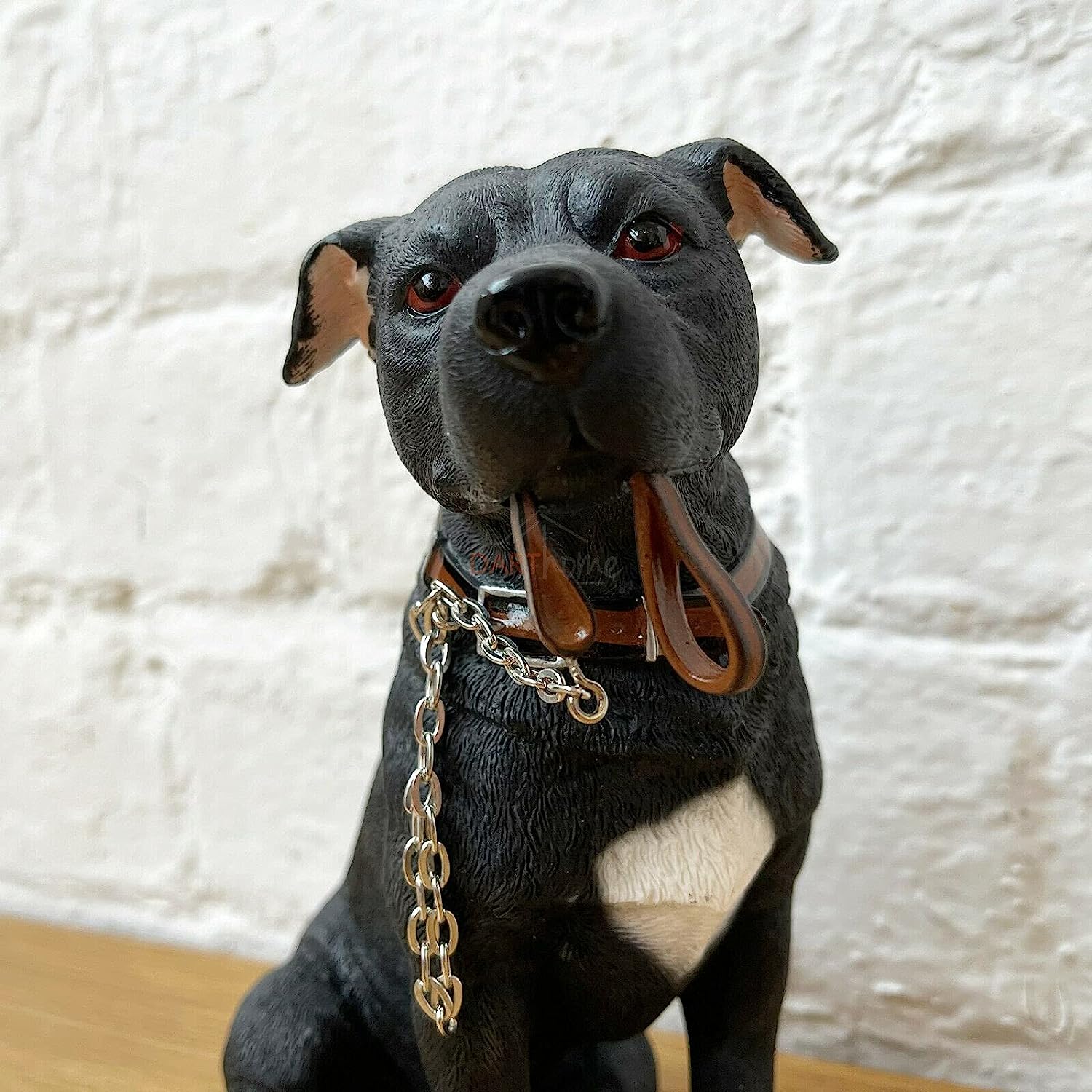 Staffordshire Bull Terrier On Lead Ornament