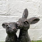 Bronze Joined Hare Couple Sculpture