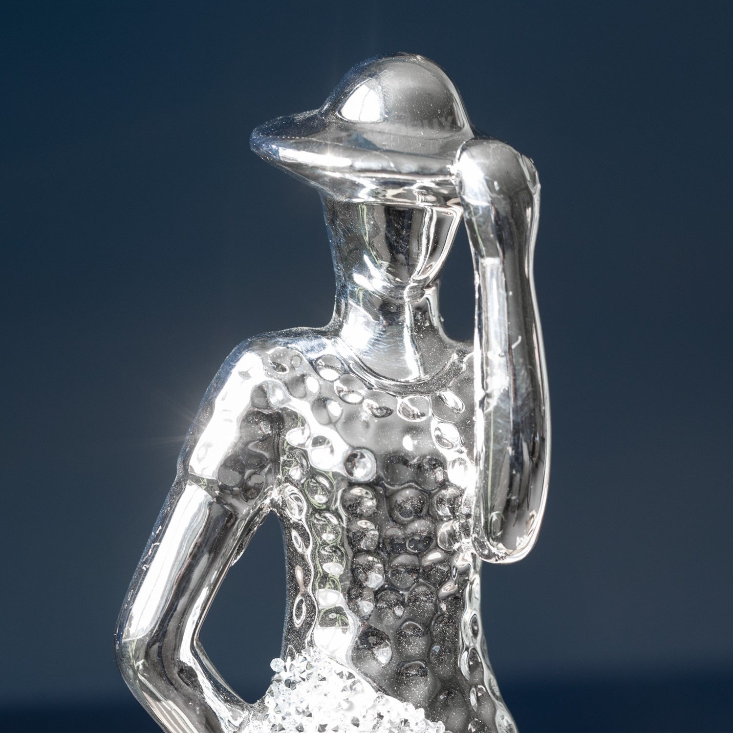 Silver Sparkle Lady Ornament - Hand On Hat