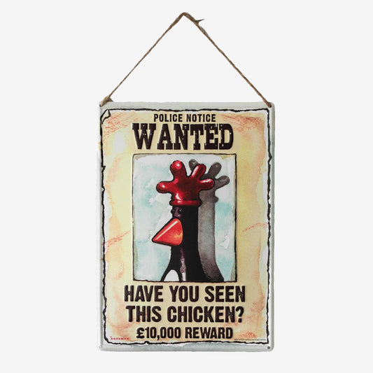 Wallace & Gromit Feathers Mcgraw Wanted Wall Sign