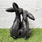 Bronze Joined Hare Couple Sculpture