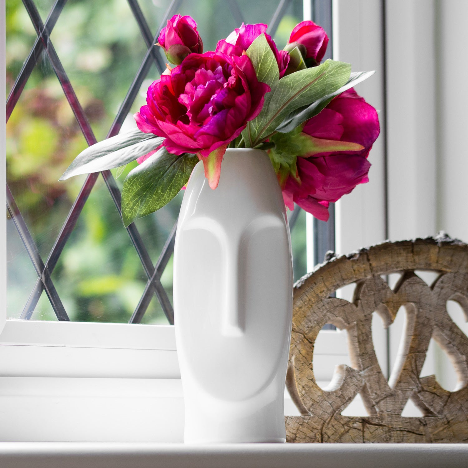 Tall White Face Vase