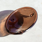 Amber Ribbed Glass Set Of 3 Bathroom Accessories