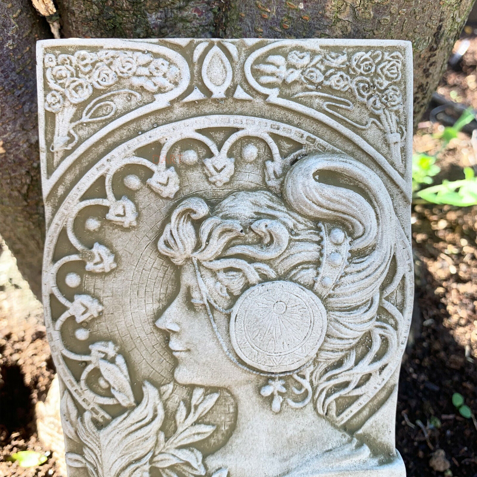 Stone Grey Art Deco Lady Wall Plaque