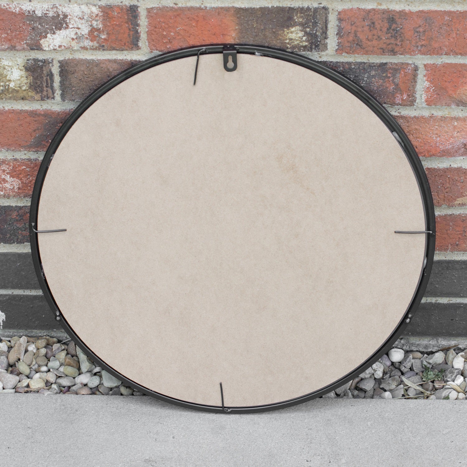 Black Metal Round Tree With Deer Mirror