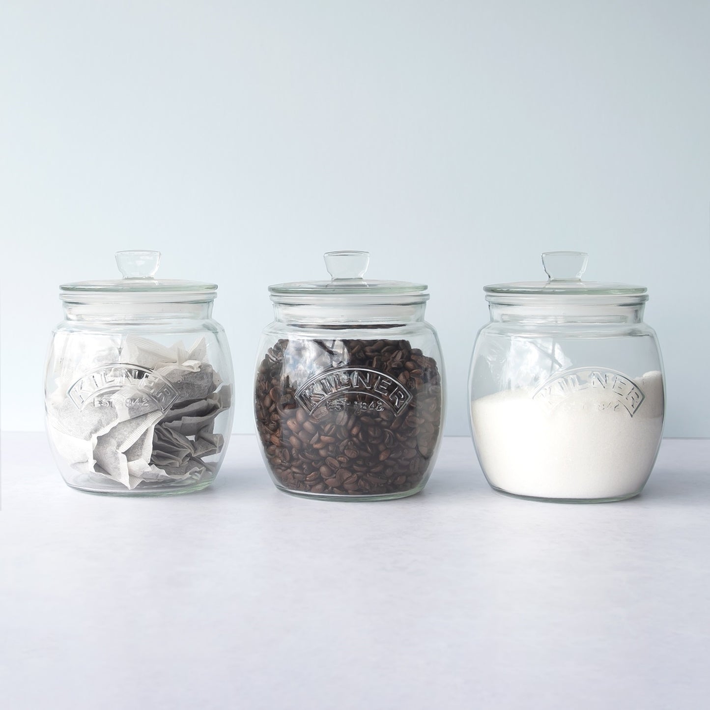 Set Of 3 Kilner Universal Push Top Storage Jars