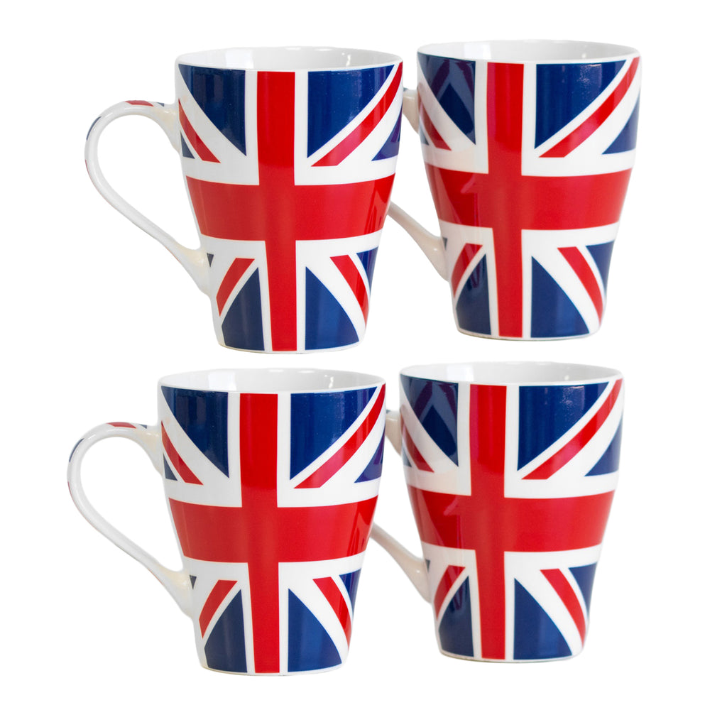 Set Of 4 Union Jack Flag Mugs
