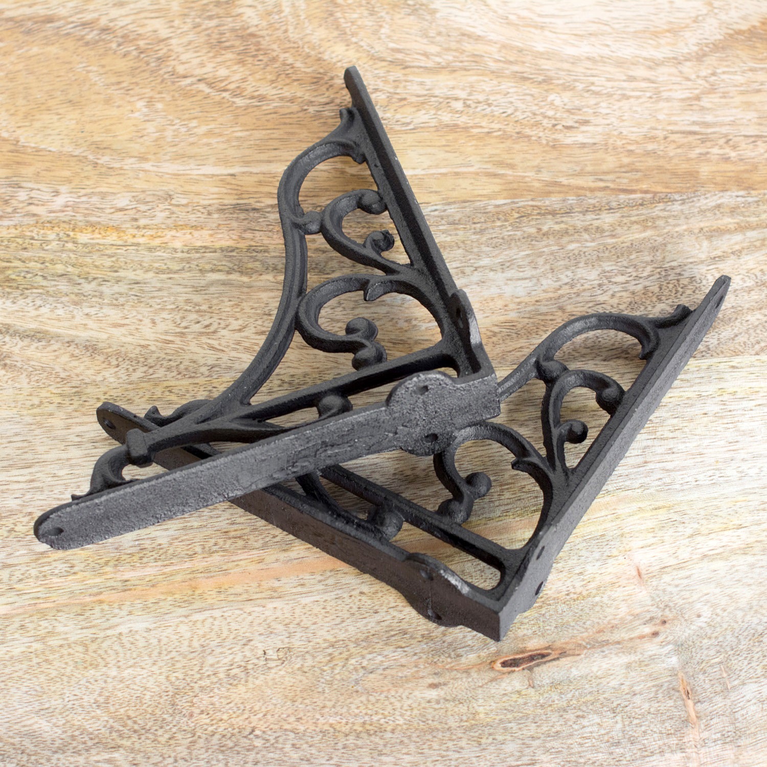 Set Of 2 Curved Cast Iron Shelf Brackets
