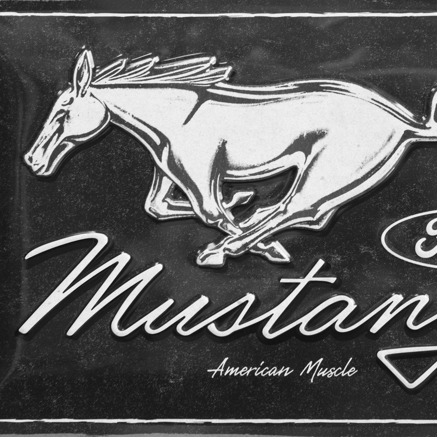 Black Ford Mustang Sign 30x20cm