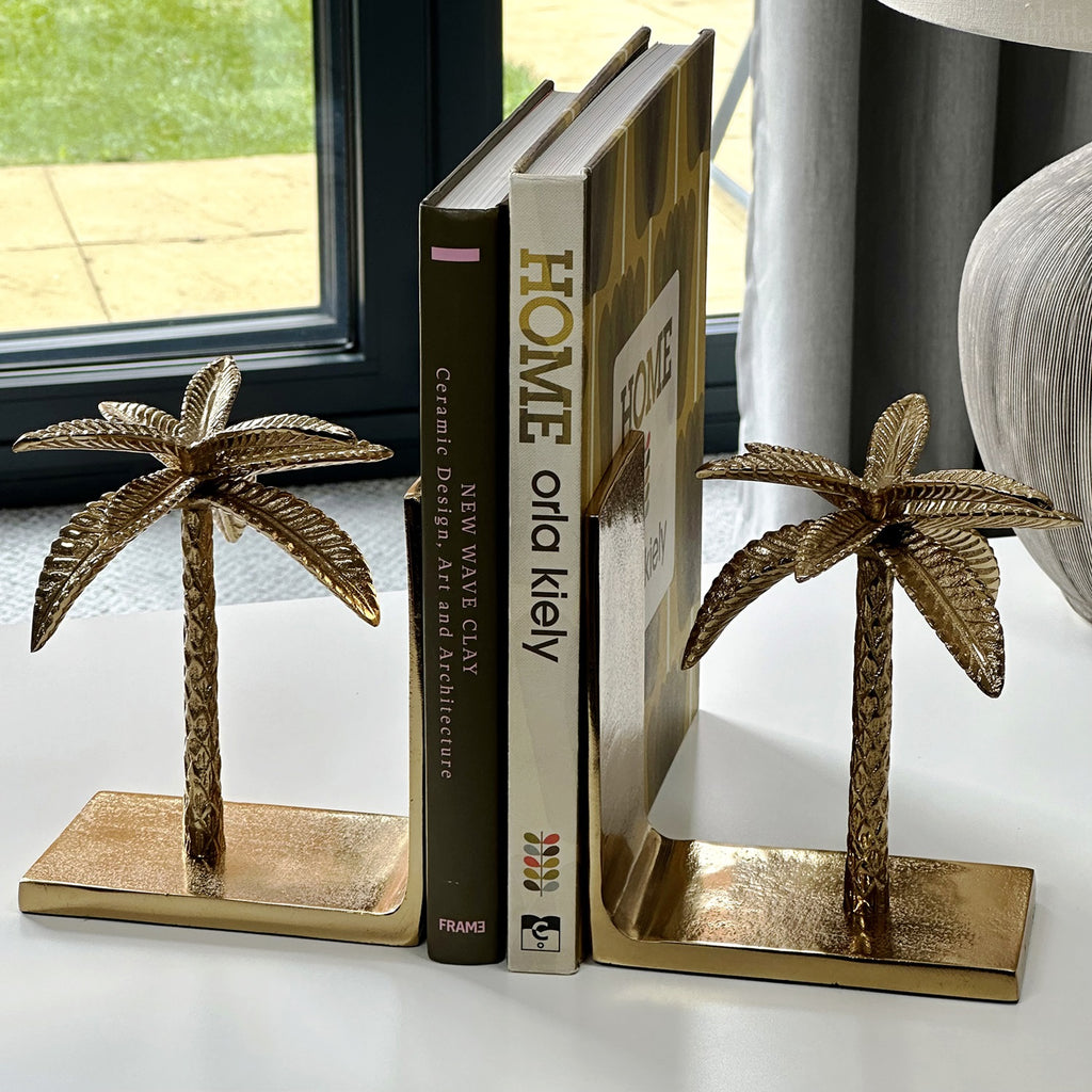 Gold Palm Tree Bookends