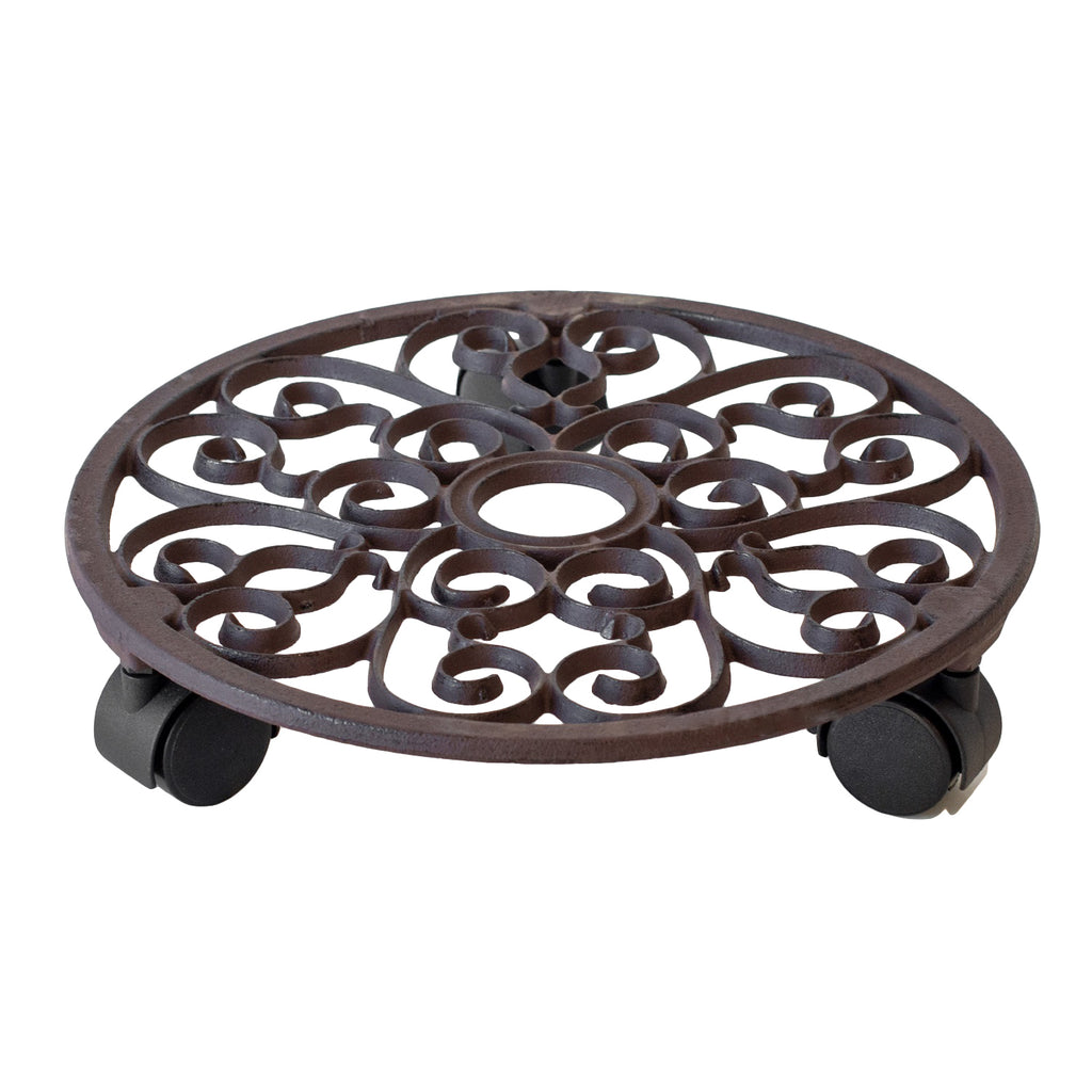 Round Lattice Cast Iron Plant Trolley
