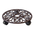 Round Lattice Cast Iron Plant Trolley