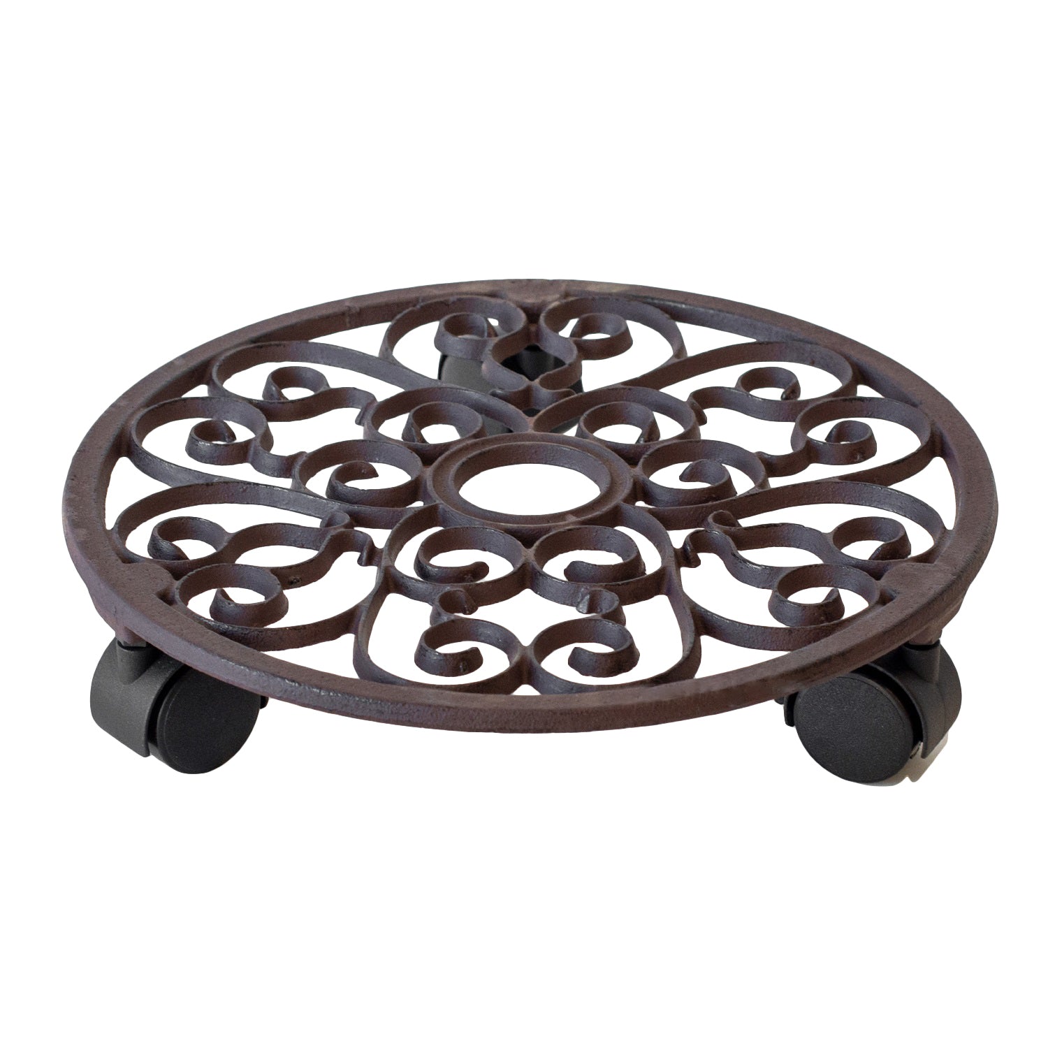 Round Lattice Cast Iron Plant Trolley