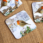 Set Of 8 Christmas Robin Coasters