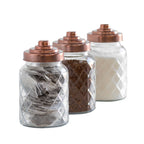 Set of 3 Copper Lid 1L Glass Storage Jars