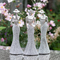 Set Of 3 Silver Sparkle Lady Ornaments