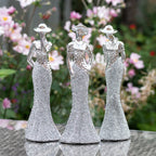 Set Of 3 Silver Sparkle Lady Ornaments