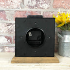 Metal Mantel Clock With Wood Base