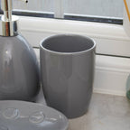 3 Piece Grey Glossy Ceramic Bathroom Accessory Set