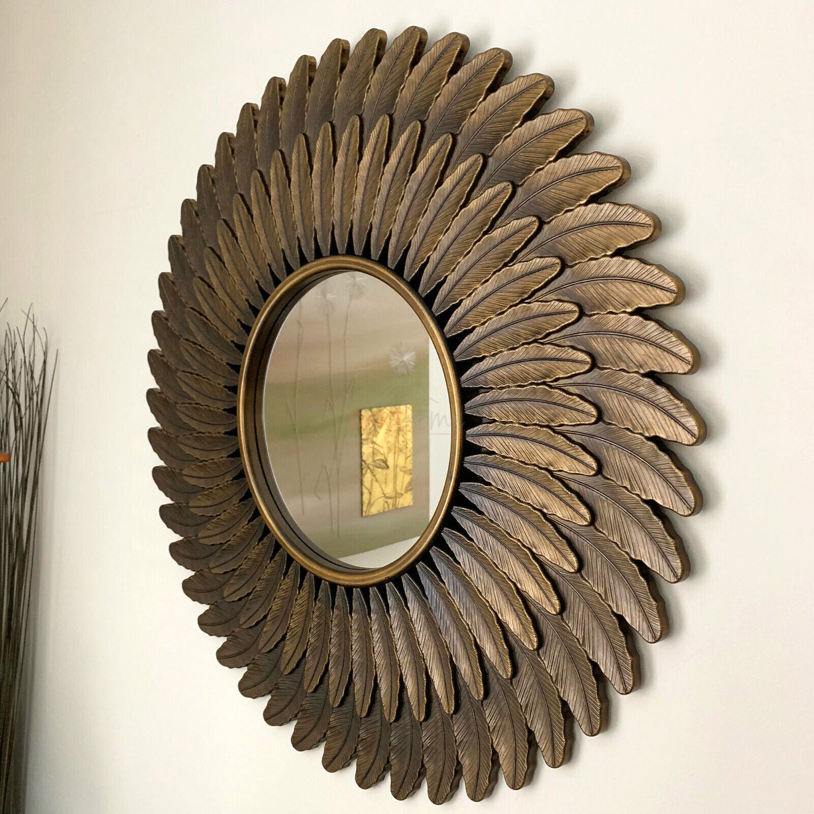 Gold Feather Style Wall Mirror