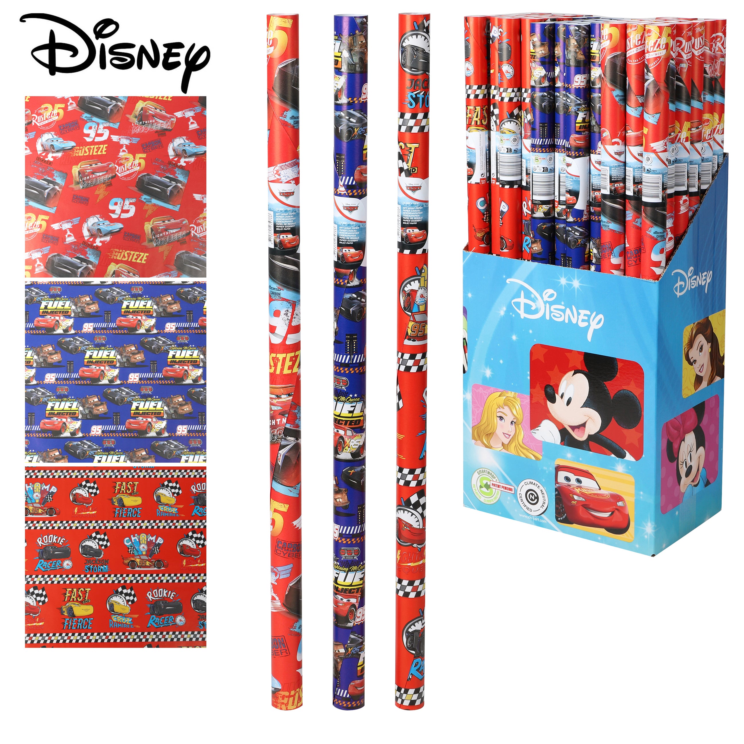 3x Assorted Disney Cars Gift Wrapping Paper