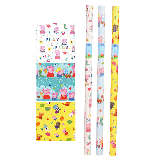 Set Of 3 Peppa Pig Gift Wrapping Paper