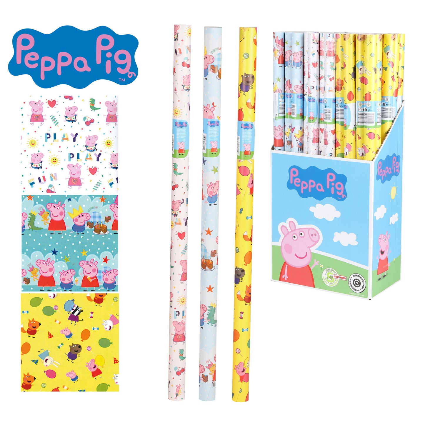 Set Of 3 Peppa Pig Gift Wrapping Paper