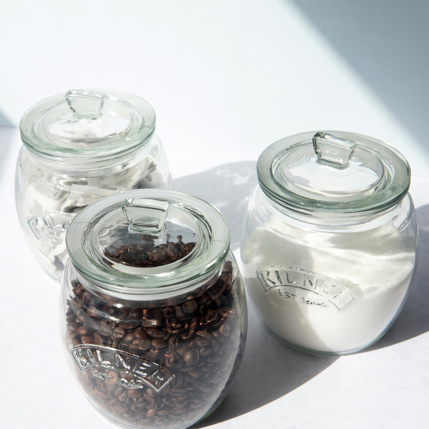 Set Of 3 Kilner Universal Push Top Storage Jars