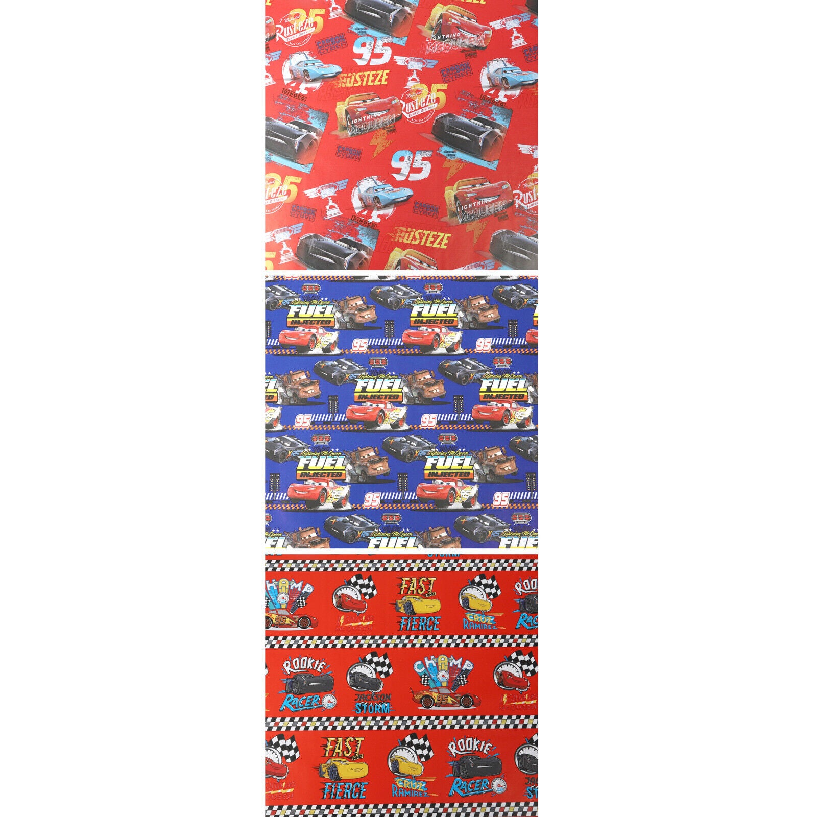 3x Assorted Disney Cars Gift Wrapping Paper