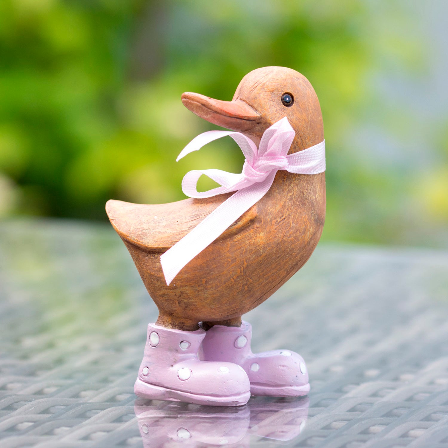 Set Of 2 Rustic Duck Ornaments With Polka Dot Wellies