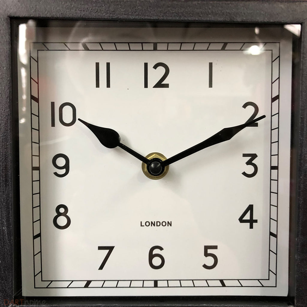 Metal Mantel Clock With Wood Base
