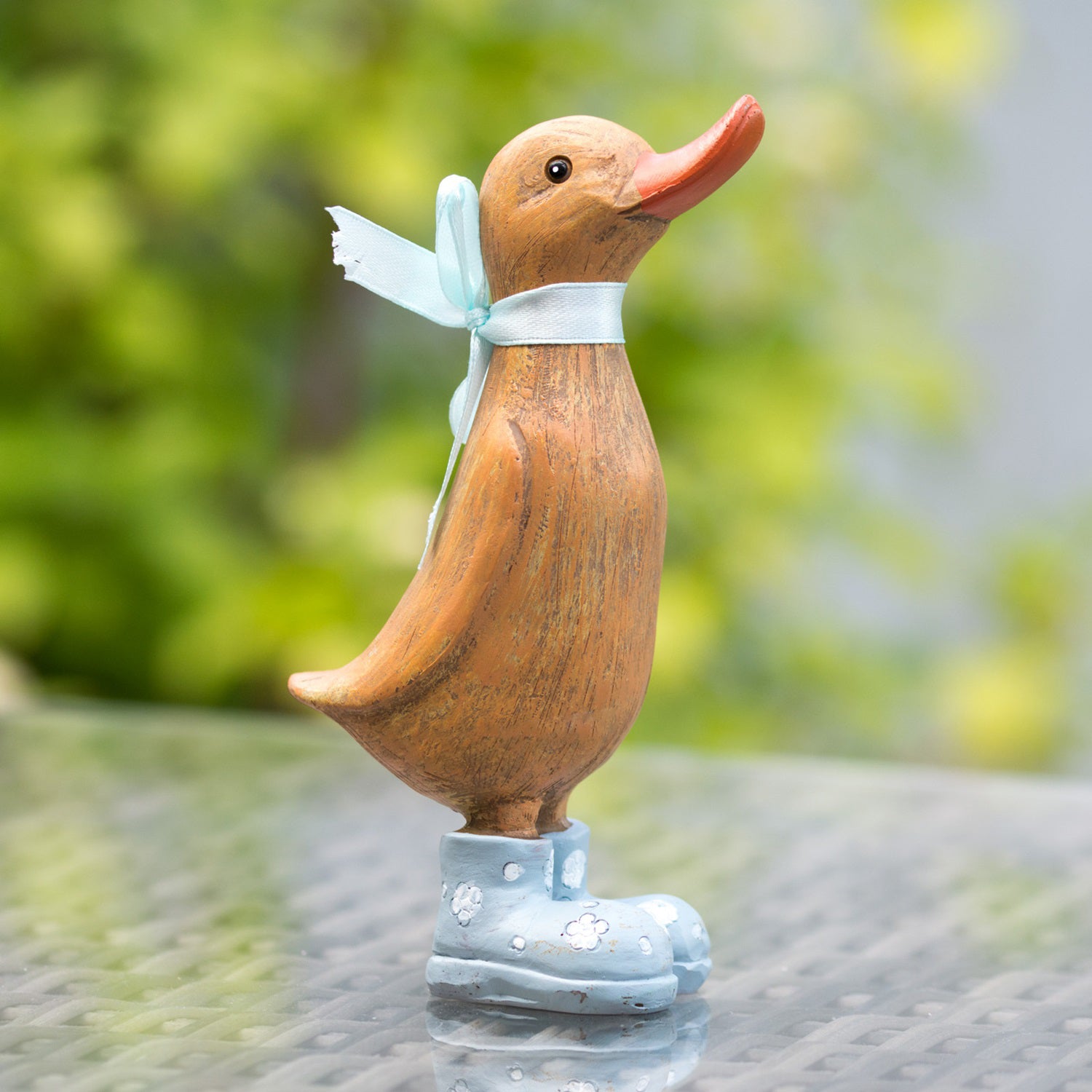 Set Of 2 Rustic Duck Ornaments With Polka Dot Wellies