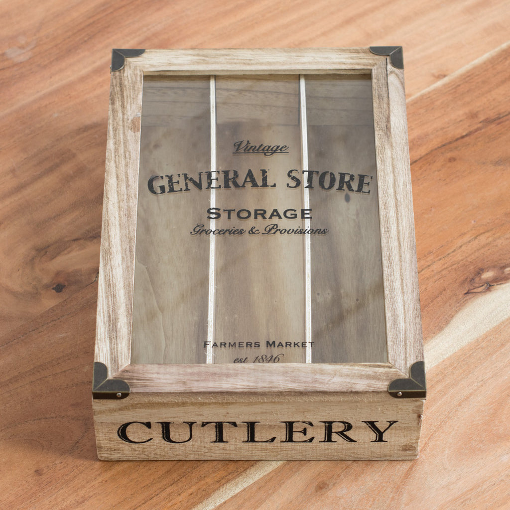 General Store Glass Lid Cutlery Tray