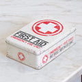 White First Aid Flat Tin Box