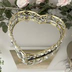 Goldener Love Heart Glaskristall-Kerzenteller, verspiegelt, 21 cm