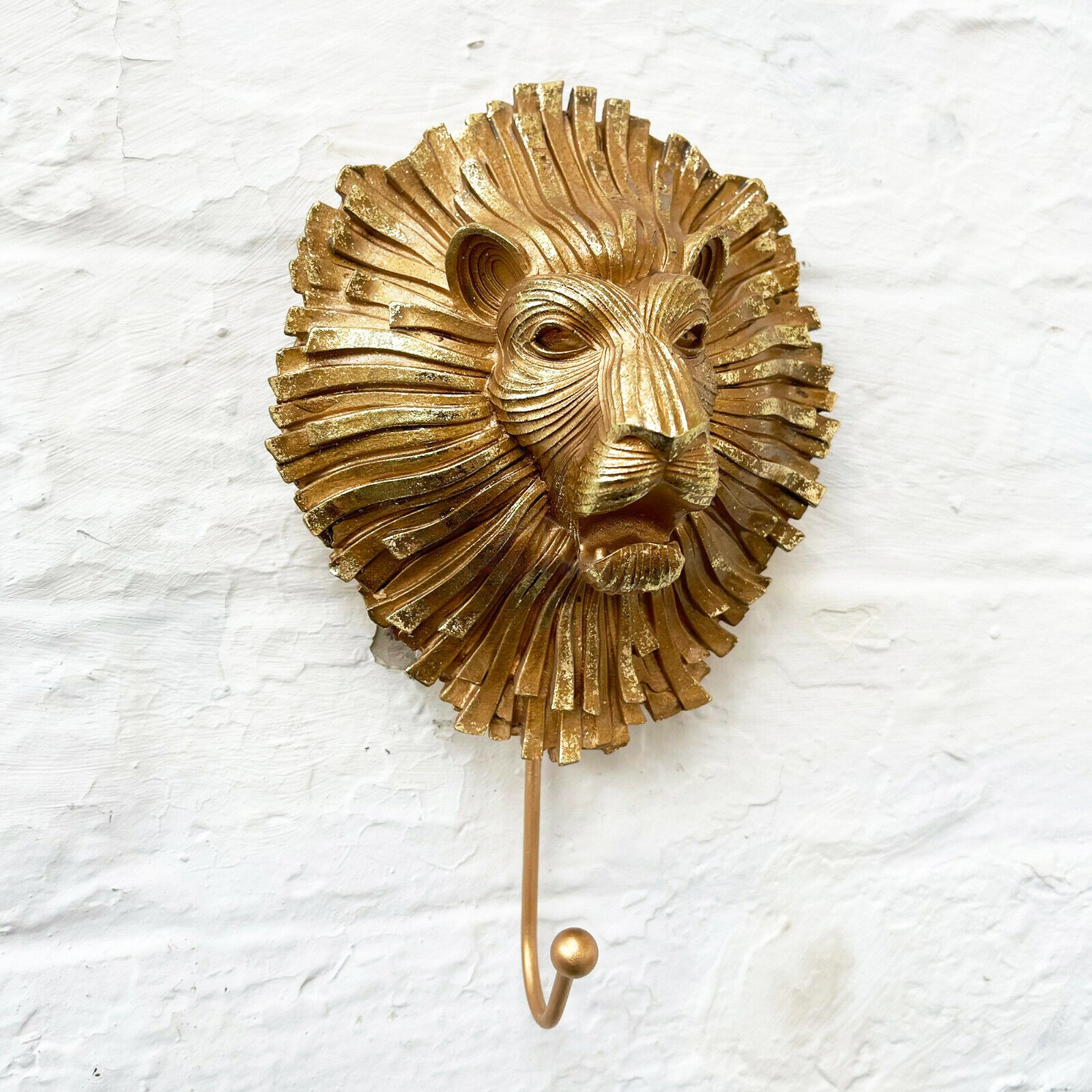Goldener Löwe aus Kunstharz, einzelner Wandhaken, 24 cm, Ausverkauf