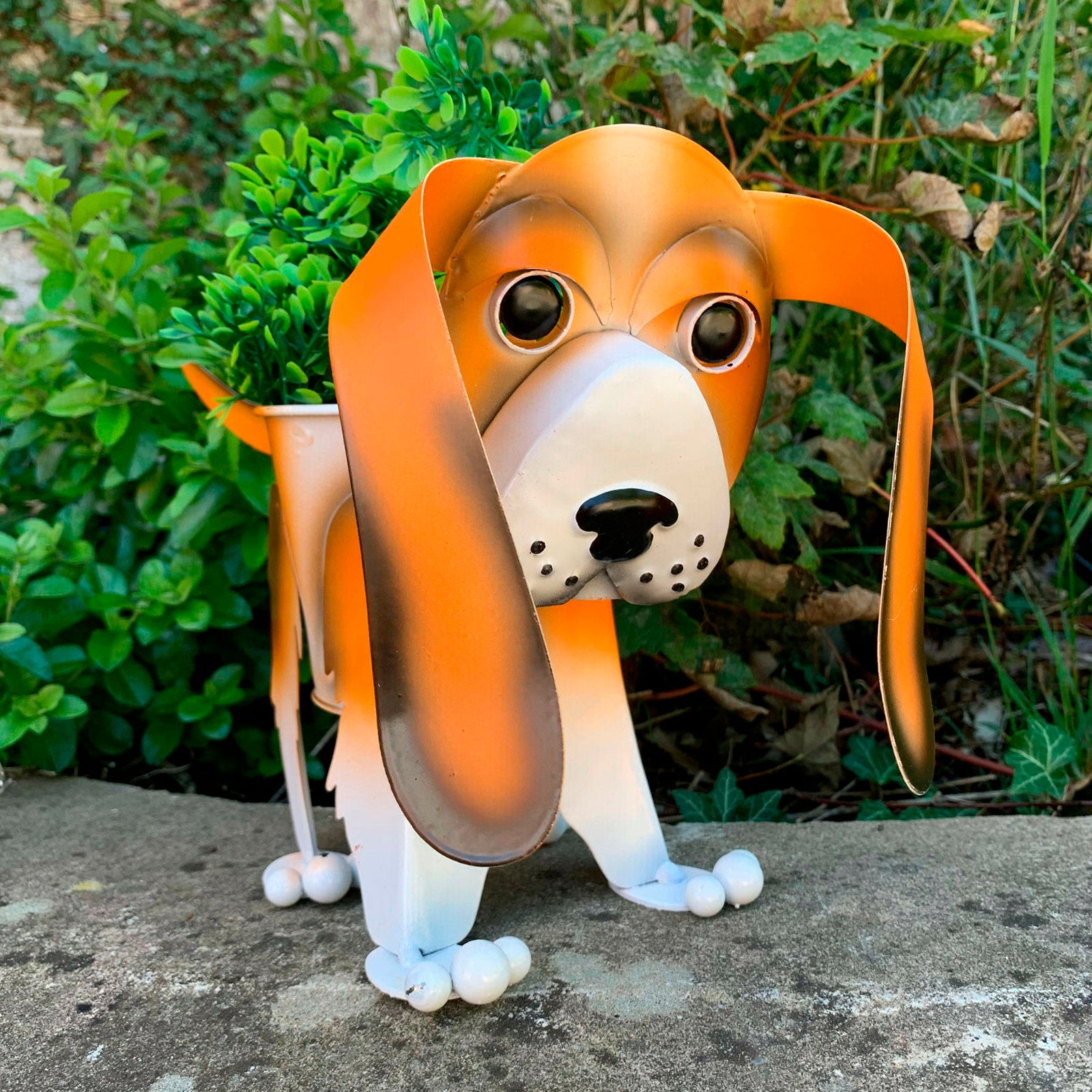 Wackeliger Beagle-Hundepflanzer aus Metall