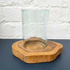 Tischlaterne aus Teakholz mit Glas