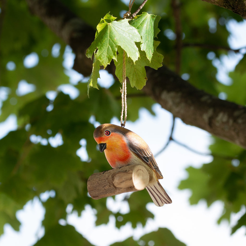 Hanging Wooden Robin Ornament