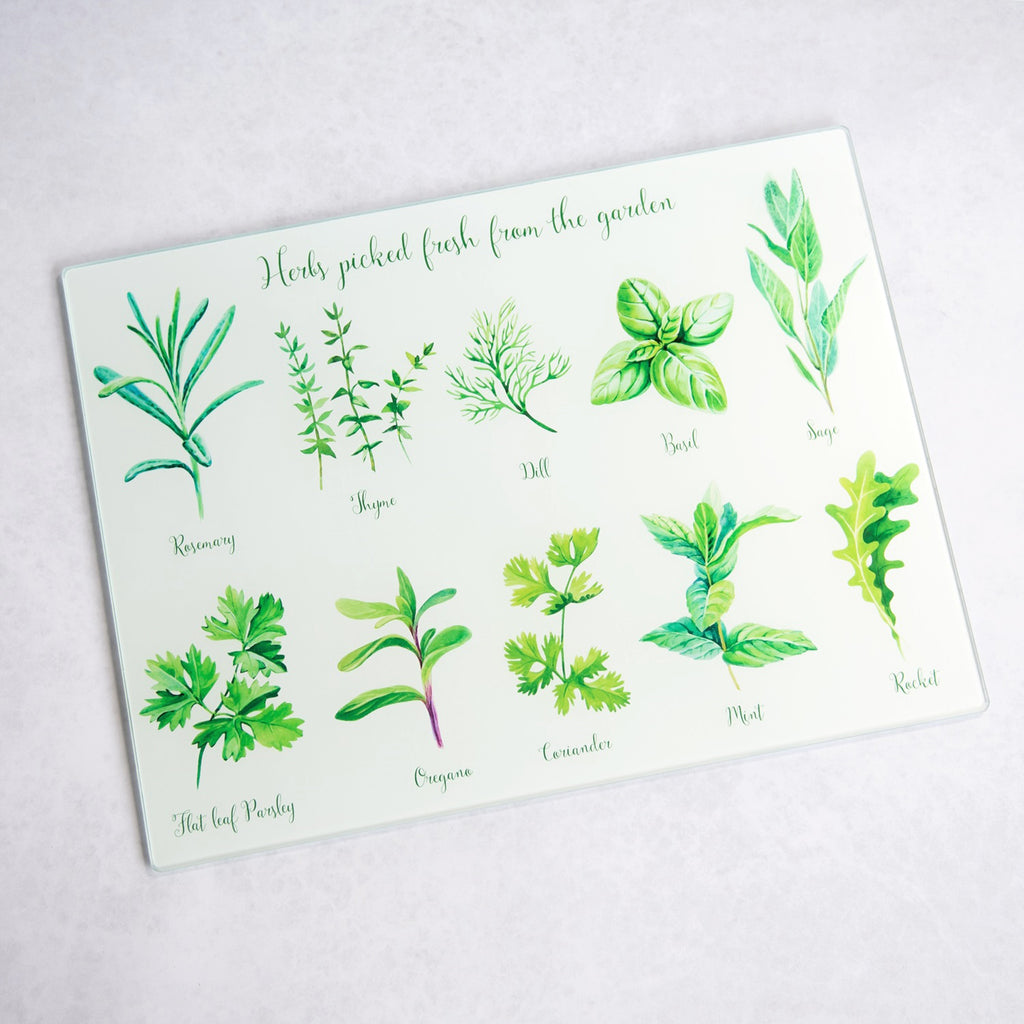 Fresh Herbs Glass Worktop Saver