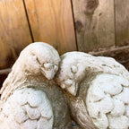 Rekonstituierte Steinschildkröte, Liebestauben, Gartenskulptur, 25 cm