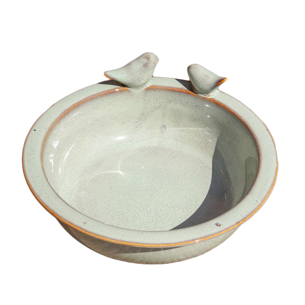 Speckled Green Reactive Glaze Bird Bath