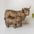 Bronze Highland Cow & Calf Ornament
