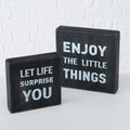Set Of 2 Black Sentiment Message Blocks