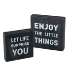 Set Of 2 Black Sentiment Message Blocks