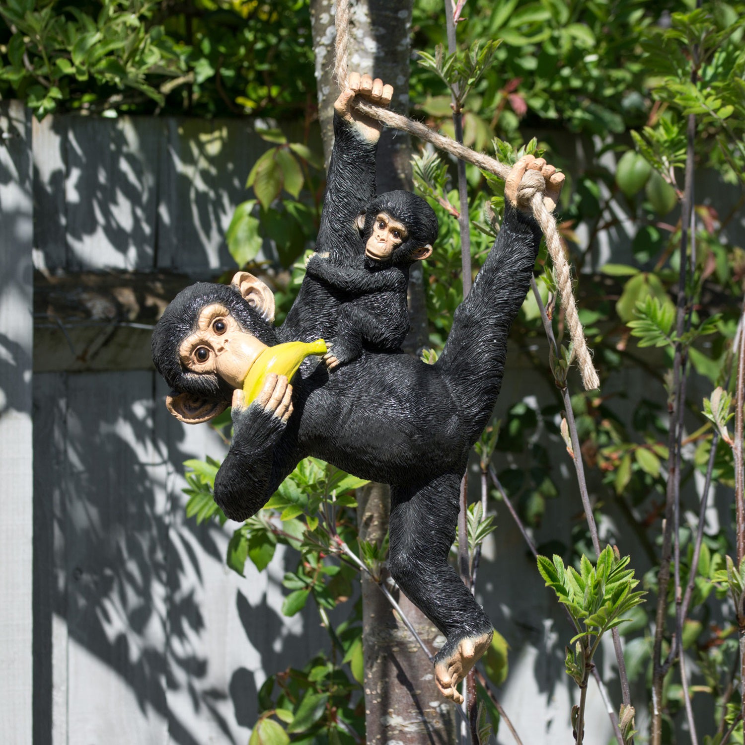 Rope Hanging Monkey & Baby Ornament